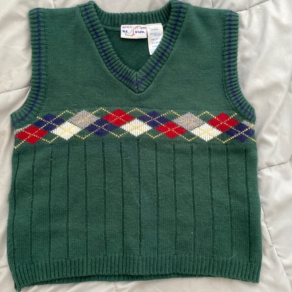 Bt kids green sweater vest